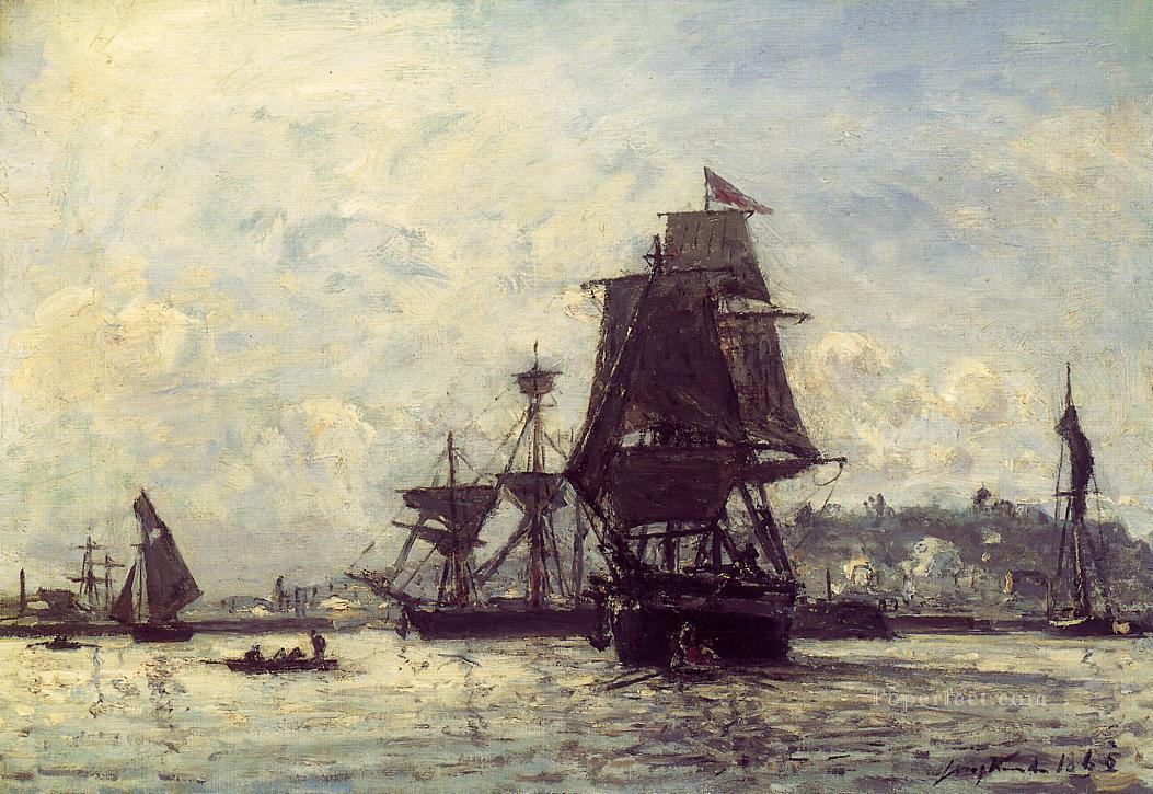 Sailing Ships at Honfleur ship seascape Johan Barthold Jongkind Oil Paintings